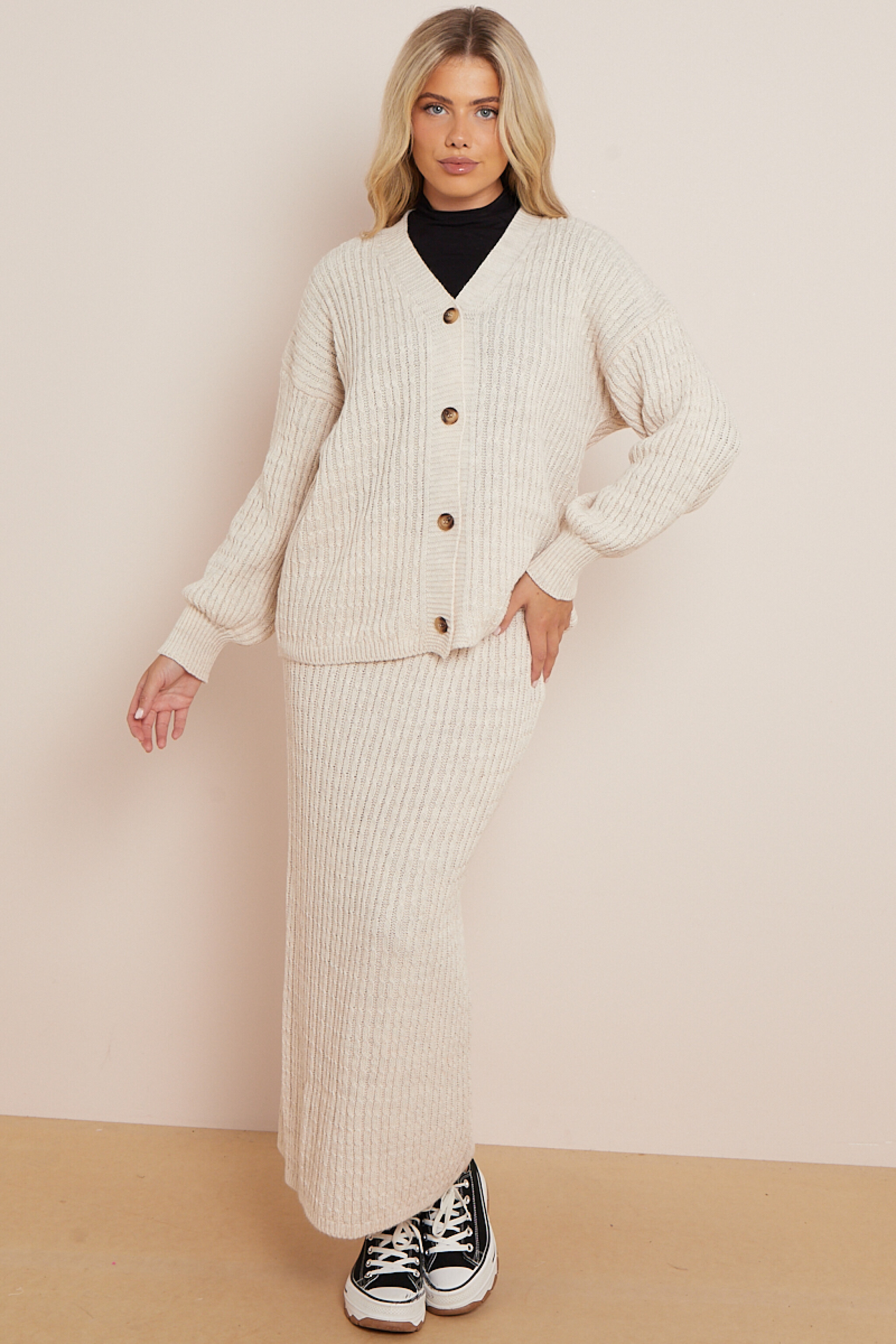 Cable Knit Cardigan Skirt Co ord
