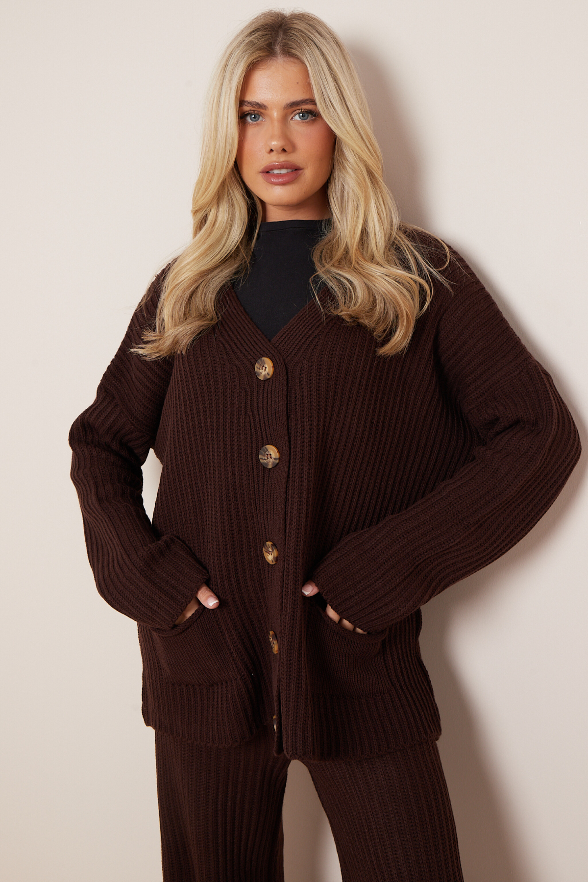 Textured Knit Cardigan and Dress Two-Piece Set main image 0