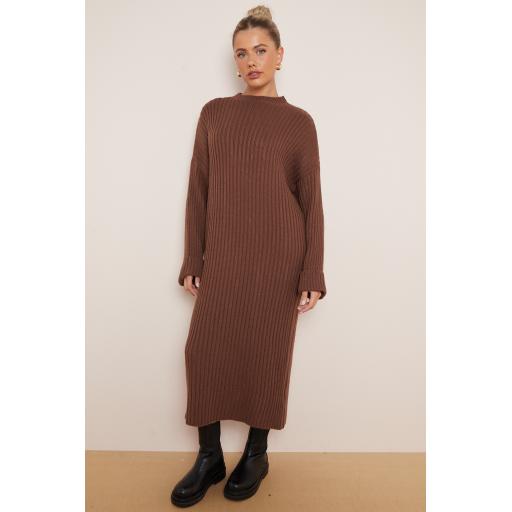 Mock Neck Knitted Maxi Length Dress