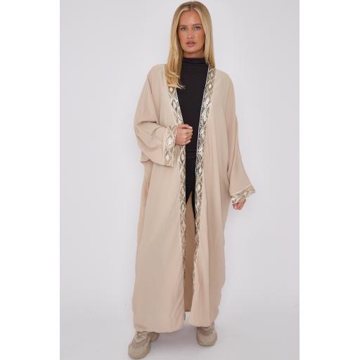 Open Kimono Abaya With Sequence Detailing