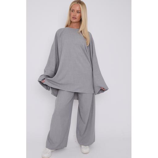 Hem Drop Two Piece Blouse and Trouser